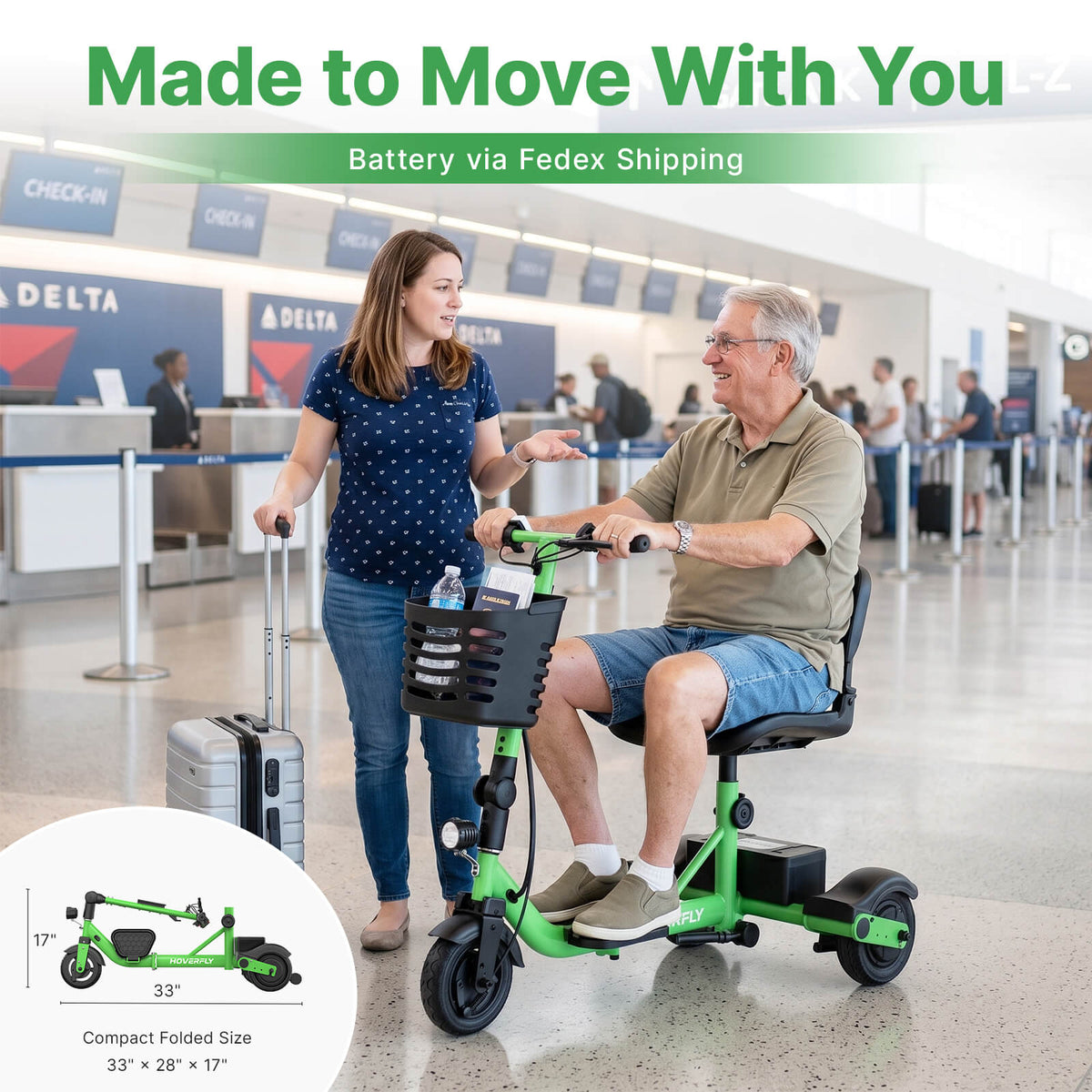 Hoverfly T3 3-wheel Foldable Mobility Scooter for Adults (👻Halloween Sale)