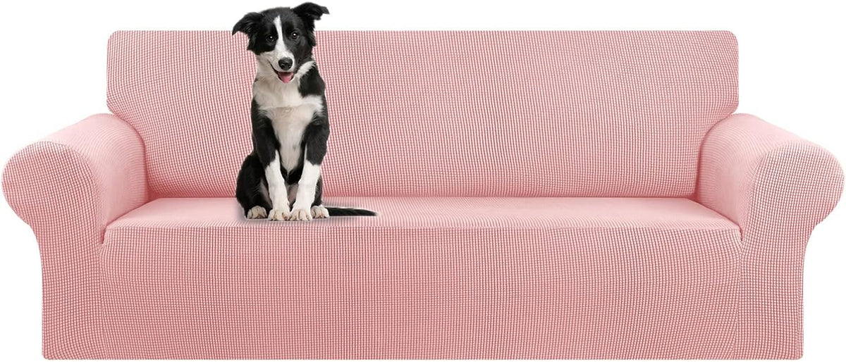 Stretch Sofa Cover Slipcover ,Couch Covers for 3 Cushion Couch Sofa pet Friendly (78"-94") Furniture Protector Sofa with Elastic Bottom for Kids,Dog, Jacquard Small Checked(Large,Black)