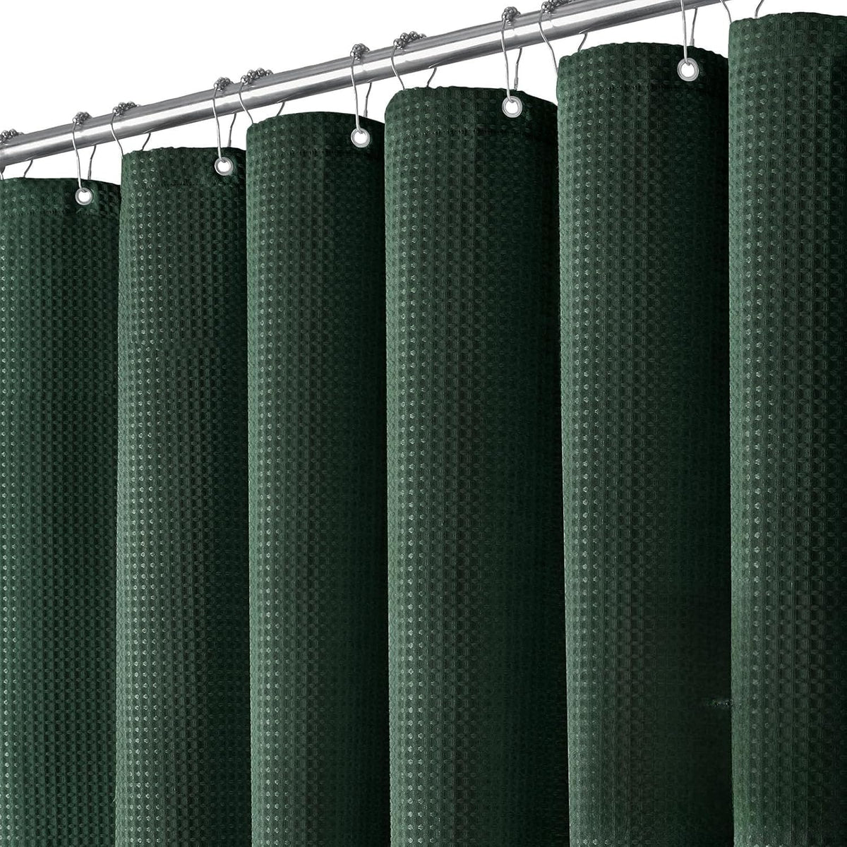 Dynamene Sage Green Shower Curtain - Waffle Textured Heavy Duty Thick Fabric Shower Curtains for Bathroom, 256GSM Luxury Weighted Polyester Cloth Bath Curtain Set with 12 Plastic Hooks,72Wx72H,Green