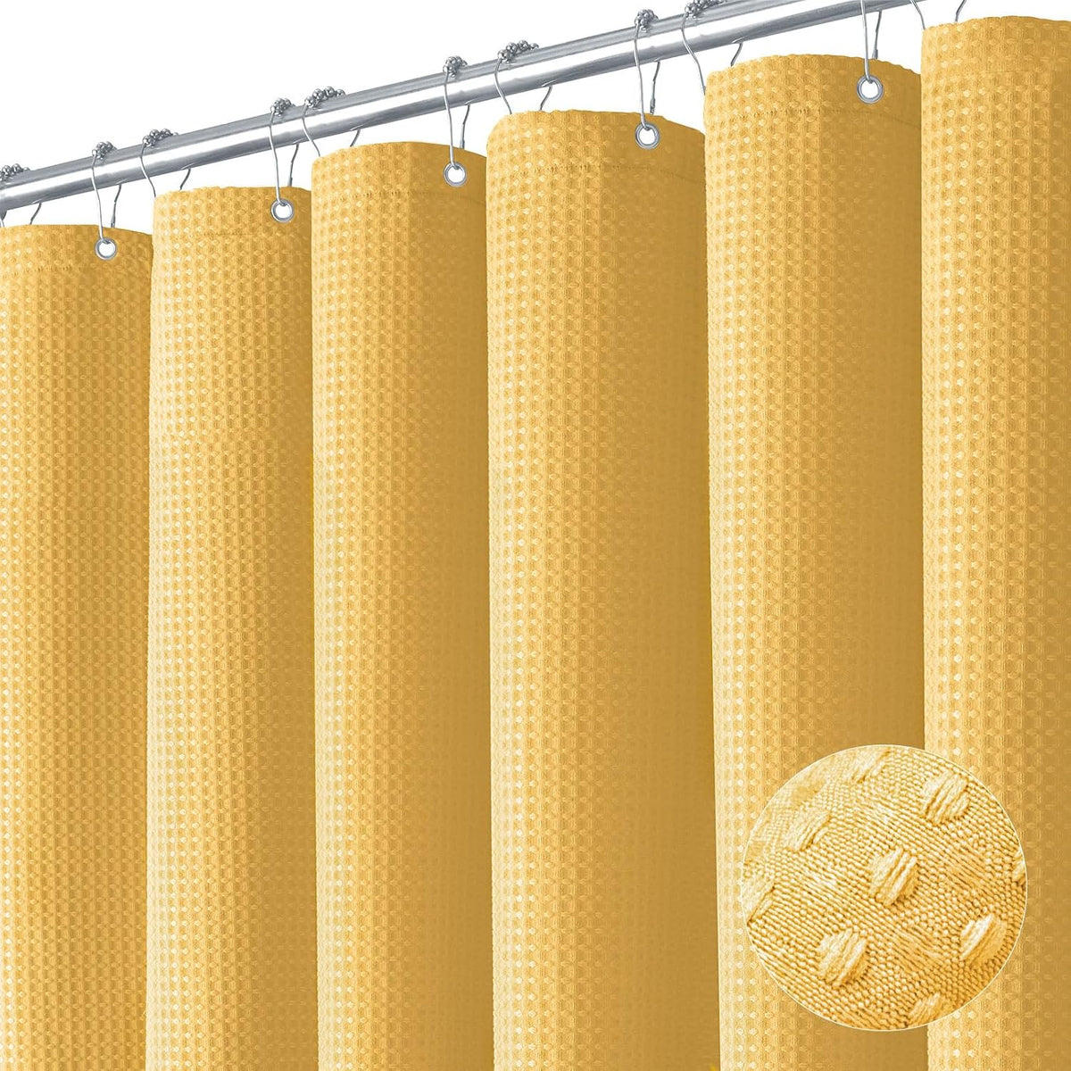 Dynamene Sage Green Shower Curtain - Waffle Textured Heavy Duty Thick Fabric Shower Curtains for Bathroom, 256GSM Luxury Weighted Polyester Cloth Bath Curtain Set with 12 Plastic Hooks,72Wx72H,Green