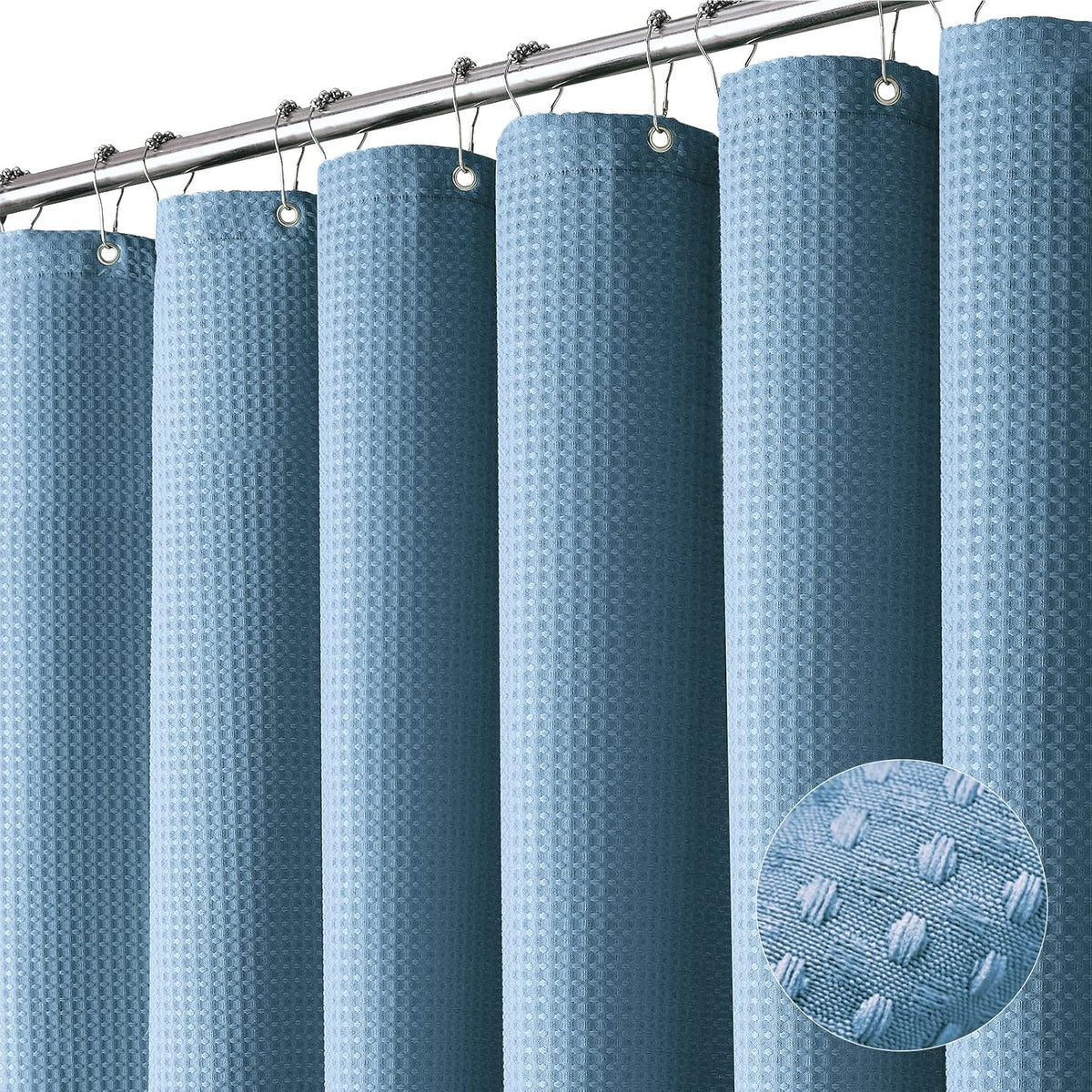 Dynamene Sage Green Shower Curtain - Waffle Textured Heavy Duty Thick Fabric Shower Curtains for Bathroom, 256GSM Luxury Weighted Polyester Cloth Bath Curtain Set with 12 Plastic Hooks,72Wx72H,Green