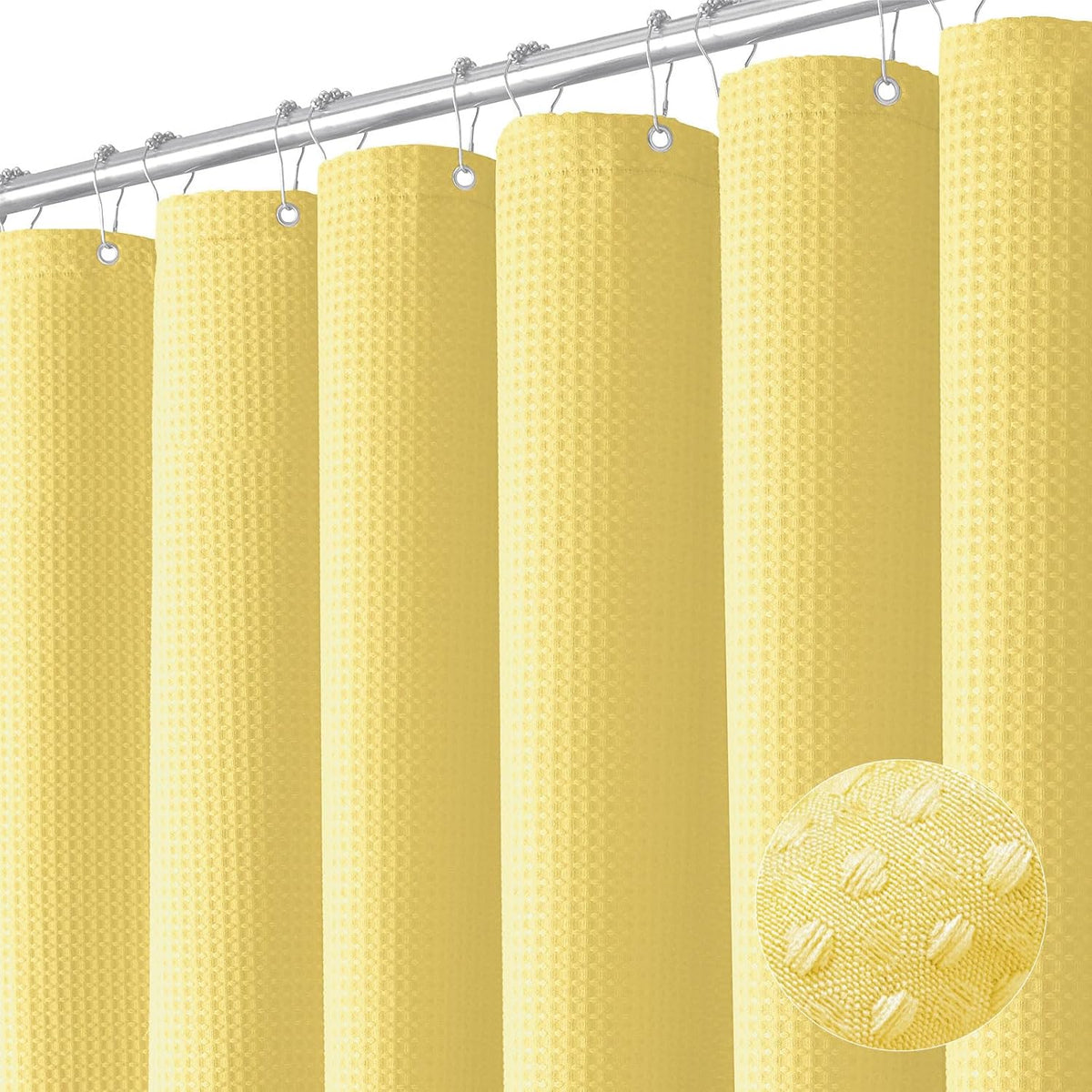 Dynamene Sage Green Shower Curtain - Waffle Textured Heavy Duty Thick Fabric Shower Curtains for Bathroom, 256GSM Luxury Weighted Polyester Cloth Bath Curtain Set with 12 Plastic Hooks,72Wx72H,Green