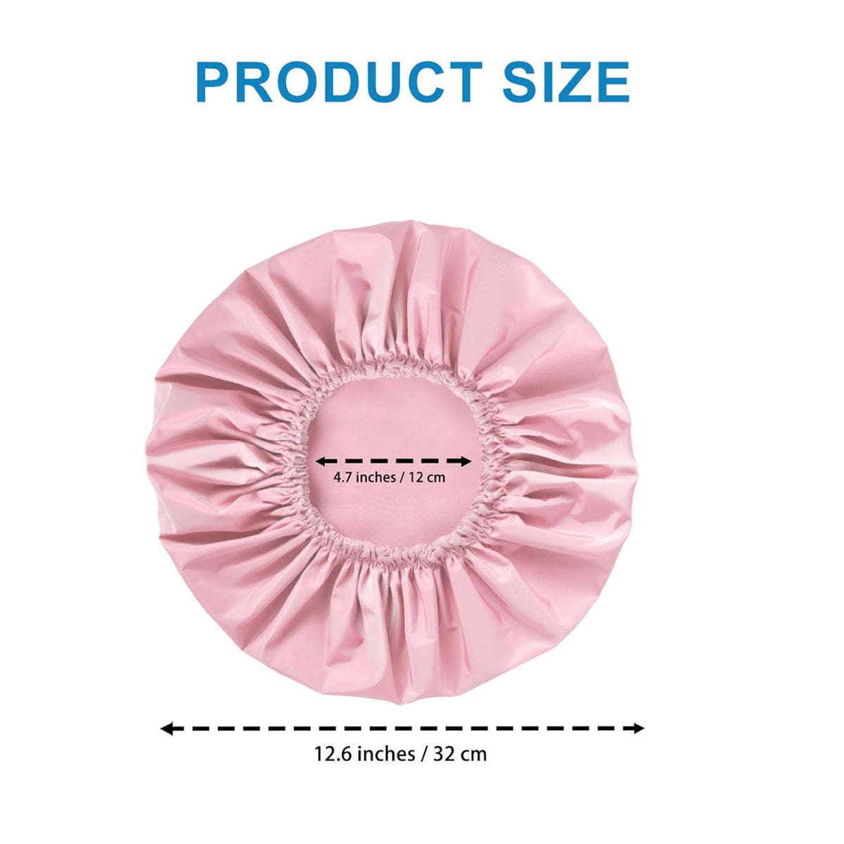 Shower Cap for Women, Double Layer Waterproof Bath Cap, Reusable Hair Protector, Large Waterproof Shower Bonnet Washable Elastic Band Bath Hair Hat for Long Hair, Braids, - Pink