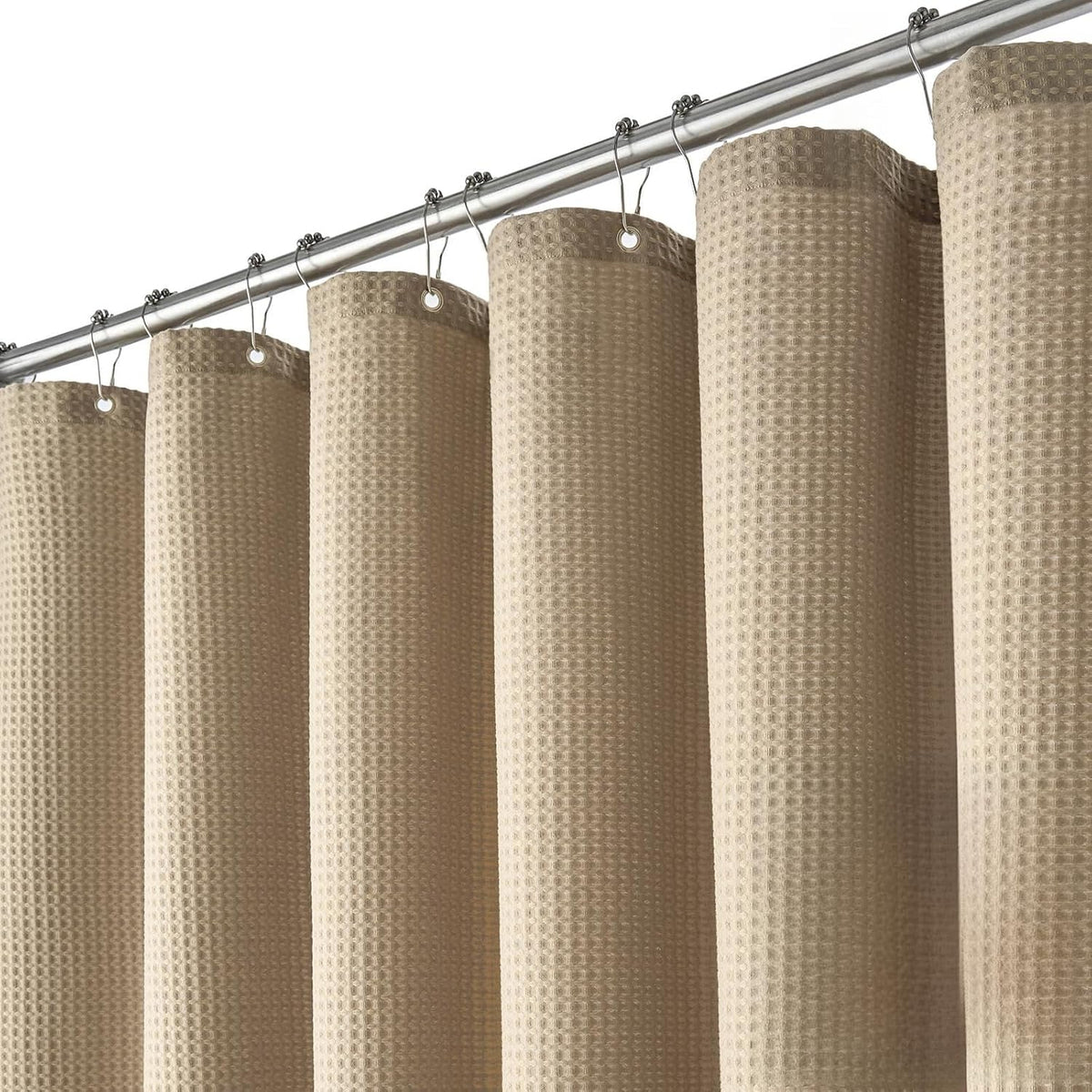 Dynamene Sage Green Shower Curtain - Waffle Textured Heavy Duty Thick Fabric Shower Curtains for Bathroom, 256GSM Luxury Weighted Polyester Cloth Bath Curtain Set with 12 Plastic Hooks,72Wx72H,Green