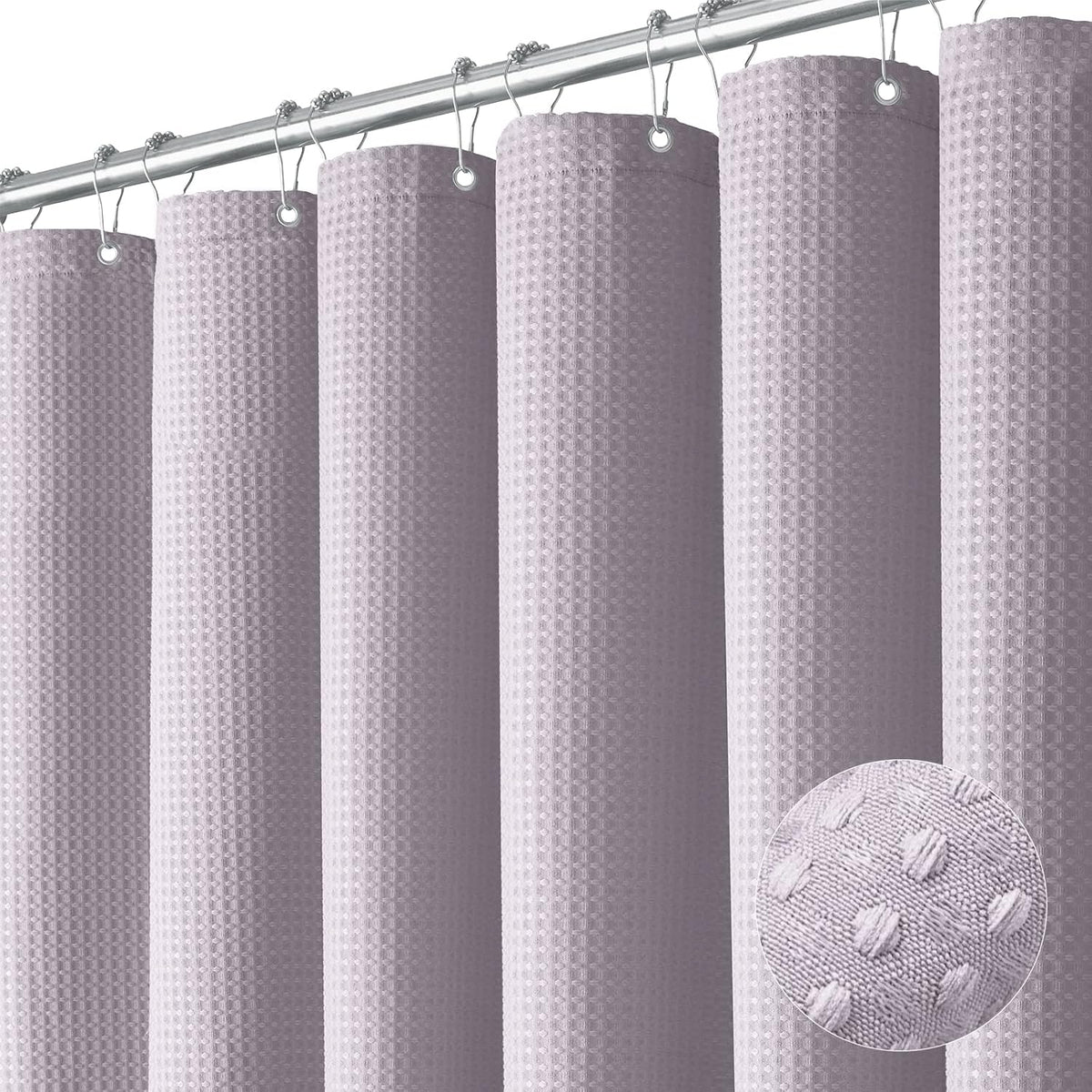 Dynamene Sage Green Shower Curtain - Waffle Textured Heavy Duty Thick Fabric Shower Curtains for Bathroom, 256GSM Luxury Weighted Polyester Cloth Bath Curtain Set with 12 Plastic Hooks,72Wx72H,Green