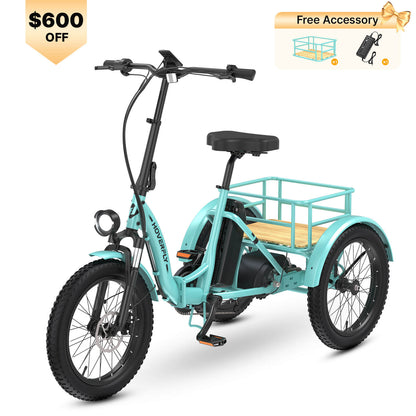 Hoverfly® ET1 Folding Electric Trike 15.5mph | 61 Miles Max Range ((👻Halloween Sale))