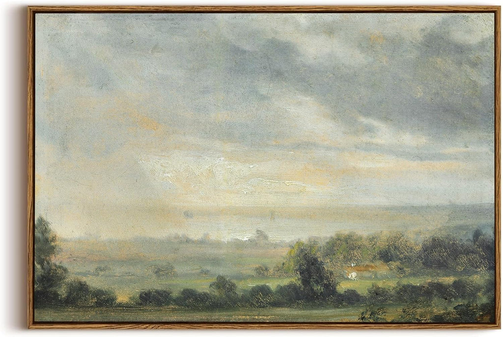 Framed Canvas Wall Art,Vintage Decor,Landscape Nature Country Wildflower Paintings Farmhouse Pictures Modern Artwork Rustic Fall Flower Prints Cottagecore Office Living Room Bedroom Bathroom