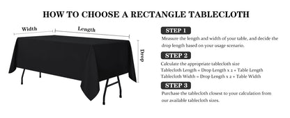 Rectangle Tablecloth - 60 x 84 Inch - Stain and Wrinkle Resistant Washable Polyester Table Cloth, Decorative Fabric Table Cover for Dining Tables, Buffet Parties and Camping, Black