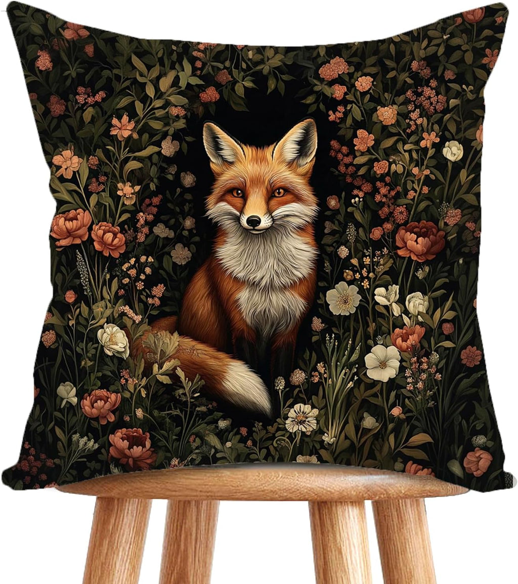 William Morris Abstract Vintage Print Floral Velvet Design Throw Pillow Covers Home Decor, Retro Art Decor Pillowcase Cushion Cover for Bed Sofa Living Room, Square 18x18inch (Black-Floral2)