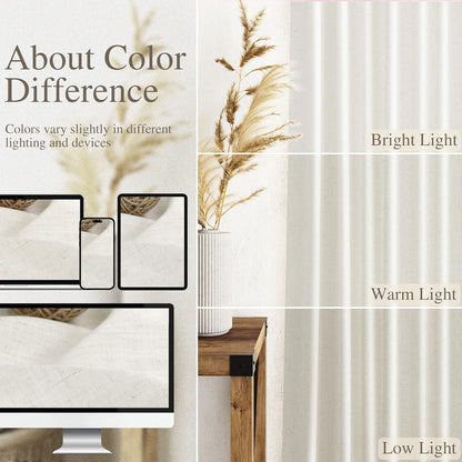 Cream Linen Back Tab Curtains 84 Inch Length for Living Room 2 Panel Set Neutral Modern Farmhouse Window Privacy Semi Sheer Linen Drapes Rustic Pinch Pleated Look Curtain Natural Ivory Colored
