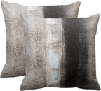 Emvency Set of 2 Throw Pillow Covers Modern Abstract Painting Blue White and Gray Decorative Sofa Pillow Cases Home Decor Standard Square 18x18 Inches Pillowcases