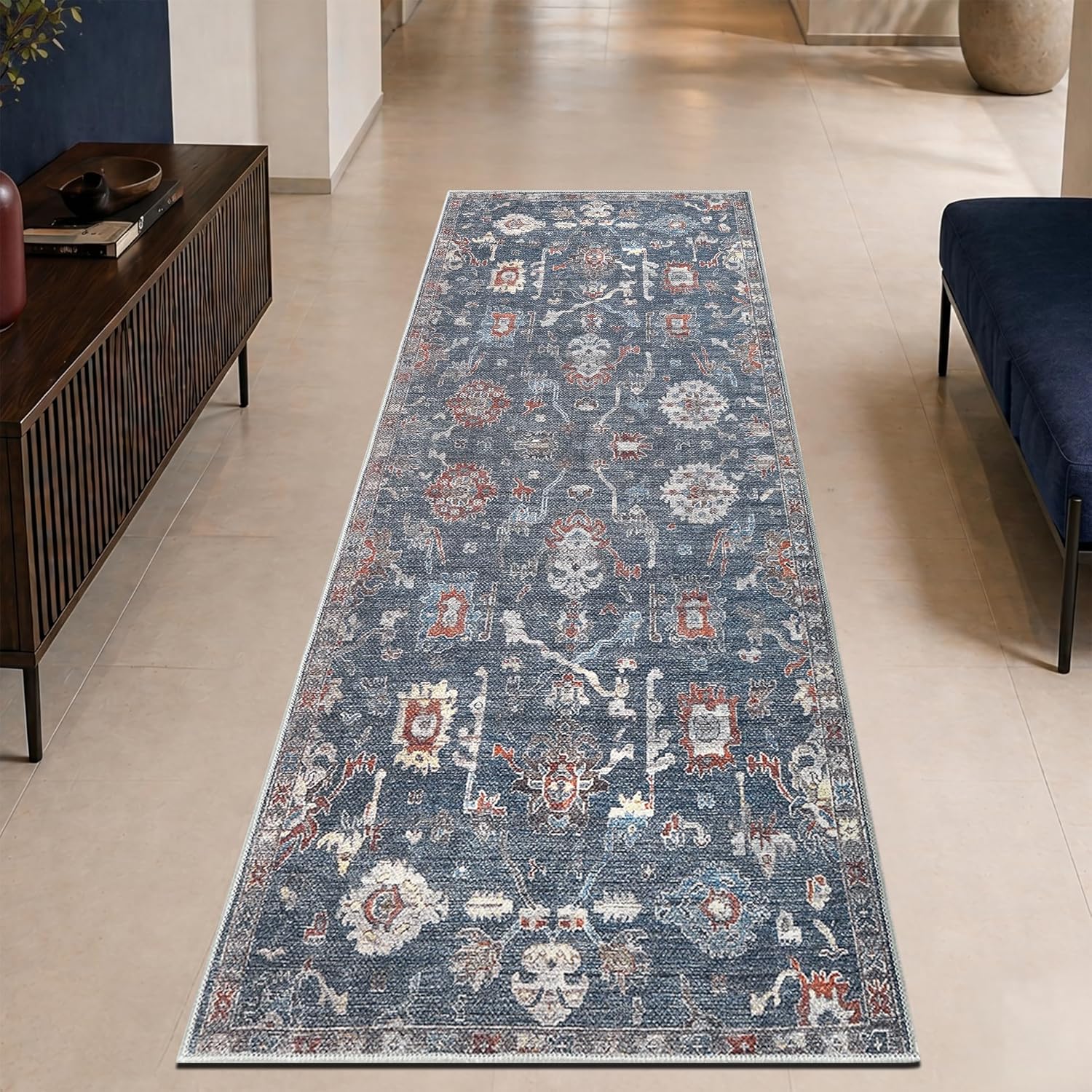 2x3 Rug - Machine Washable Entry Rug with Non-Slip Backing, Ideal for Enteryway, Kitchen, Bathroom, Laundry Room - Vintage, Easy Clean, Durable, Low Pile Rug - (2' x 3')