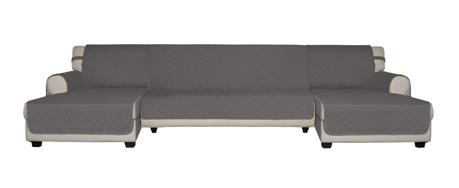 Easy-Going Reversible Couch Cover for 3 Cushion Couch Sofa Cover for Dogs Water Resistant Furniture Protector Cover with Foam Sticks Elastic Straps for Pet Cat (Sofa, Gray/Light Gray)